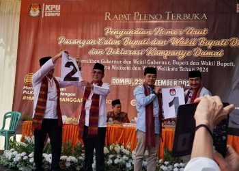 KPUD Dompu Gelar Pleno Pengundian Nomor Urut Pasangan Cabup-Cawabup