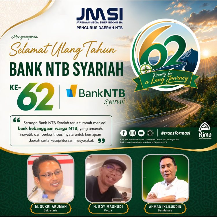 JMSI NTB Mengucapkan Selamat HUT Bank NTB Syariah Yang Ke 62